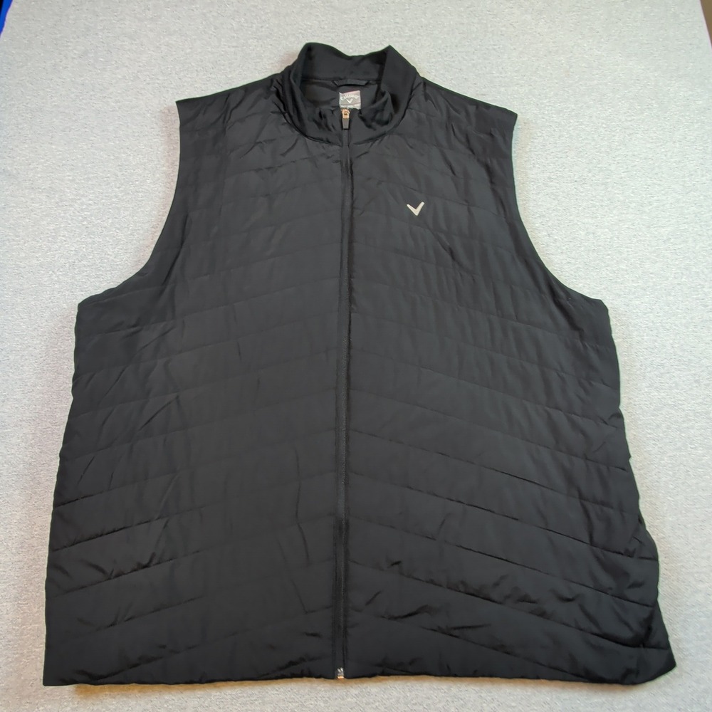 Callaway Mens 4XLT Black Quilted Full Zip Golf Vest Big & Tall Puffer Mock Neck